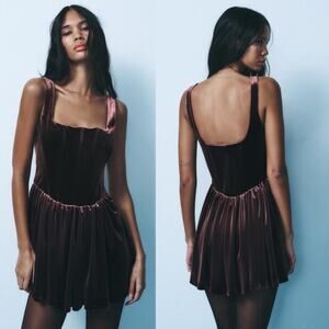 Zara Crushed Velvet Ruched Corset Dress